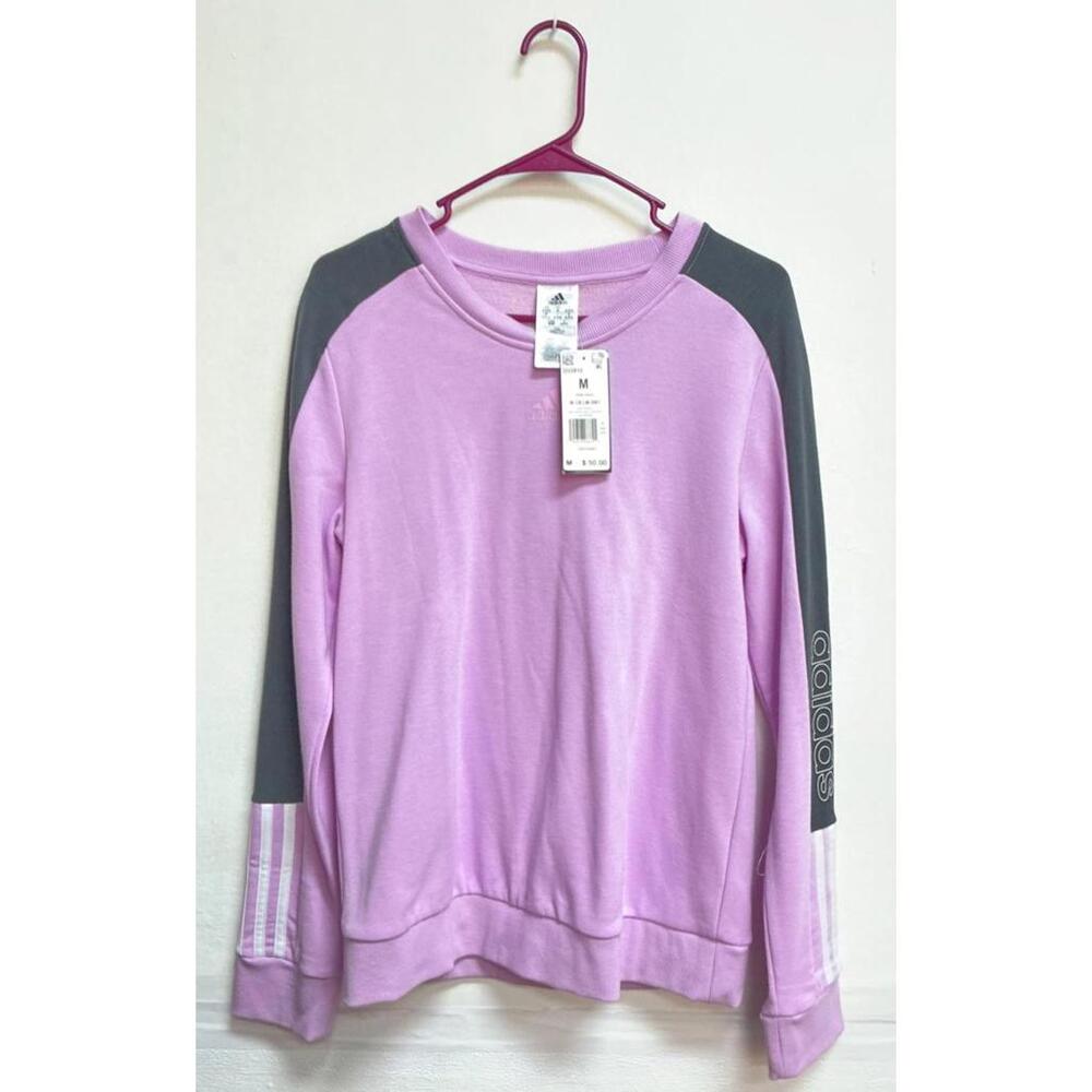 Adidas Women's Lilac and Black Sweatshirt, Size M Outfit with Pants
